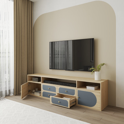 [Happy Home Furniture] BANA, Kệ TV 2 cửa mở - 4 ngăn kéo, 200cm x 40cm x 52cm ( DxRxC), KTV_033