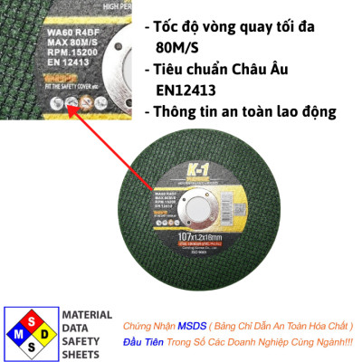 Hộp 100 viên ĐÁ CẮT SẮT 100 | Đá cắt K1 Xanh | Đá cắt sắt phi 100