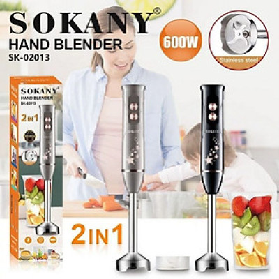 Máy xay cầm tay SOKANY SK02013, công suất 600W nhỏ gọn chống văng tiện lợi dễ vệ sinh - HÀNG CHÍNH HÃNG 