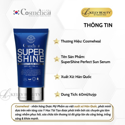 Cosmeheal Perfect Sun Serum - Tế Bào Gốc Chống Nắng Kép, Phục Hồi Da; Không Bết Dính, Bóng Dầu | Kelly Beauty