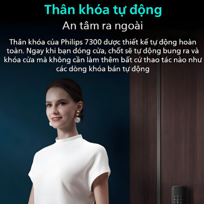 Bộ khóa cửa thông minh Bluetooth, vân tay, thẻ từ, mật khẩu và chìa cơ. Thương hiệu Hà Lan cao cấp Philips - DDL7300