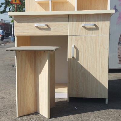 Bàn trang điểm Tundo nhựa màu gỗ sồi ngang 80 cm x cao 1m5 x sâu 45 cm tặng kèm ghế