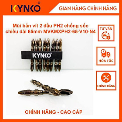 (VỈ 10 CÁI) Mũi bắn vít 2 đầu PH2 chống sốc chiều dài 65mm MVKMXPH2 -65-V10-N4 KYNKO CHÍNH HÃNG