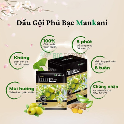Gói Dầu Gội Nhuộm Tóc, Phủ Bạc Thảo Dược Mankani [Gói 25ml - Nâu Hạt Dẻ]