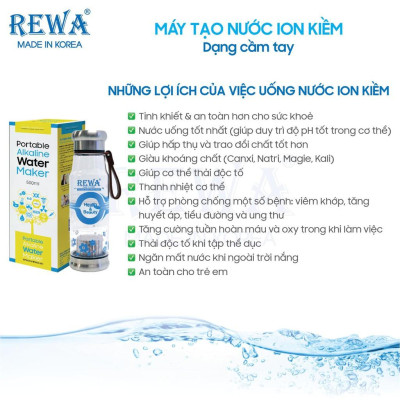 Máy tạo nước kiềm cầm tay tốt cho tiêu hóa REWA RW-AK-1700 (Hàng chính hãng)