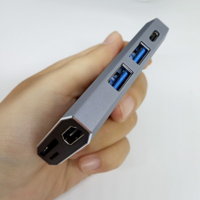 Hub chuyển đổi Remax RU-U30 6 in 1 cổng Type C ra USB 3.0 + HDMI + Đầu đọc thẻ nhớ - Hàng nhập khẩu