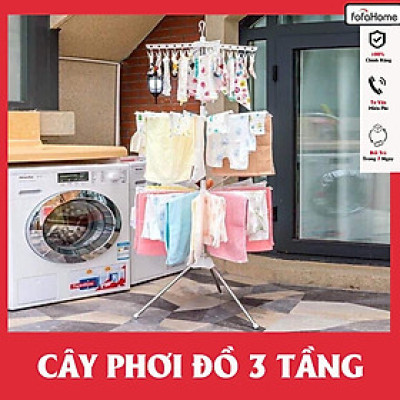Cây Sào Phơi Đồ Inox Thông Minh Gấp Gọn Đa Năng 3 Tầng Treo Đồ Cho Trẻ Em, Bé Sơ Sinh Giao Màu Ngẫu Nhiên