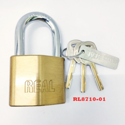 RL8710-01 Khóa treo Real hình thoi 55mm bằng đồng thau sơn bóng màu thau, chống cưa, chống trộm