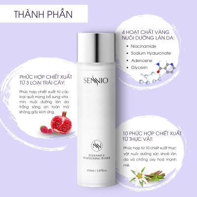 Nước hoa hồng trắng da Sennio Intensive Whitening Toner cấp ẩm tái tạo và ức chế sắc tố 160ml SNO 831