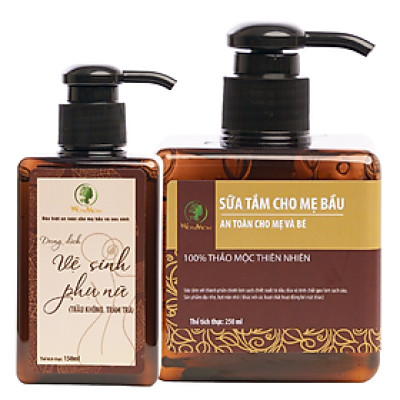 Bộ thảo mộc tắm body và làm hồng " cô bé " Wonmom ( 1 Sữa tắm cho mẹ + 1 Dung dịch vệ sinh )