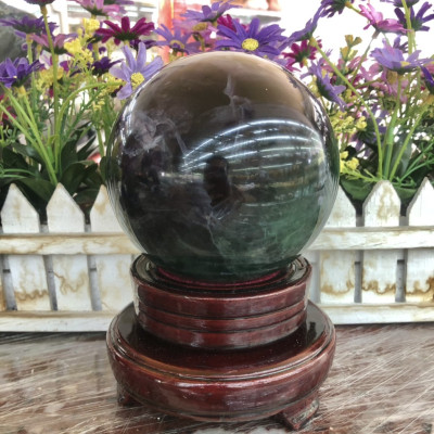 Quả cầu phong thủy đá thạch anh xanh - Đường kính 10,6cm 