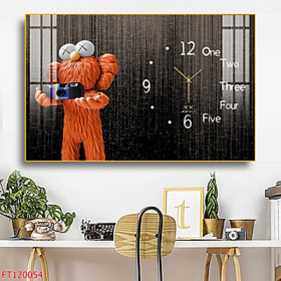 Đồng Hồ Treo Tường Cô Thú Bông Nghộ Nghĩnh Cho Phòng Bé - Tranh Đồng Hồ Kim Trôi Tráng Gương Cao Cấp