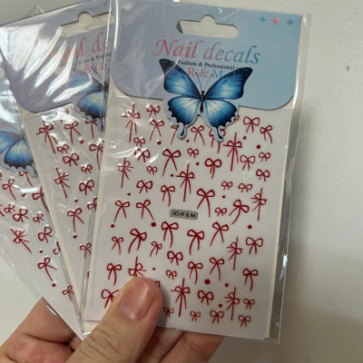 Sticker 5D Nơ Đen Trắng Mix Nổi R7M Dán Móng Keo Tự Dính, Hình Dán Móng Nơ Đỏ Lụa Dạng Nổi Làm Nail Cao Cấp Nữ Women