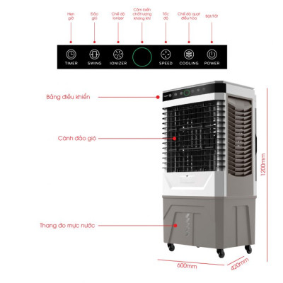 Quạt điều hòa Everest 9000D chính hãng của Rapido, bảo hành toàn quốc 1 năm, tặng kèm 2 đá khô - Hàng chính hãng