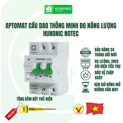 Aptomat Đo Năng Lượng Hunonic Notec Theo Dõi Lượng Điện Tiêu Thụ Điều Khiển Từ Xa Qua Wifi Hàng Việt Nam Chất Lượng Cao.