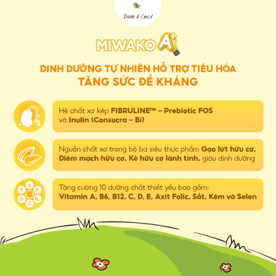 (Date Mới) Sữa Công Thức Hạt Thực Vật Hữu Cơ Miwako A+ Vị Vani Hộp 400g x 1 Hộp - Miwako
