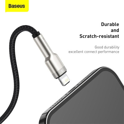 Cáp sạc nhanh, siêu bền Baseus Cafule Metal Series dùng cho iPhone/ iPad (2.4A, USB A )
