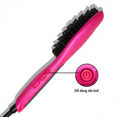 Lược Điện Tạo Kiểu Tóc PYT Thermal Styling Brush - Màu Hồng - Có Thể Duỗi Và Làm Phồng Chân Tóc - Công Nghệ Ion Âm Và Nhiệt Hồng Ngoại Xa