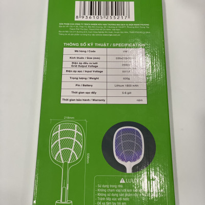 Vợt muỗi MPE VM1 thông minh 2 in 1 tích hợp chức năng tự động bắt muỗi, cổng sạc USB, có đèn led báo - Hàng chính hãng