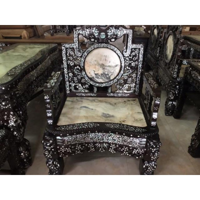 Bộ ghế vách gỗ gụ khảm ốc sà cừ đẹp long lanh