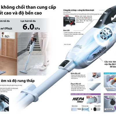 MÁY HÚT BỤI 6.4 KPA  DÙNG PIN 18V 45W MAKITA DCL280FRFW (01 ĐẾ SẠC NHANH 01 PIN 18V / 3.0 AH) - HÀNG CHÍNH HÃNG