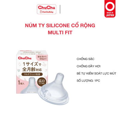 Núm Ty Silicon Cổ Rộng Hộp Siêu Mềm Multi Fit Ngừa Sặc Sữa, Chống Đầy Hơi Chính Hãng