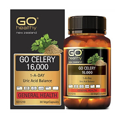 Viên gout nhập khẩu chính hãng New Zealand GO CELERY 16000mg (30 viên) giúp giảm các triệu chứng bệnh gút: giảm uric acid, làm giảm triệu chứng sưng đau do gut
