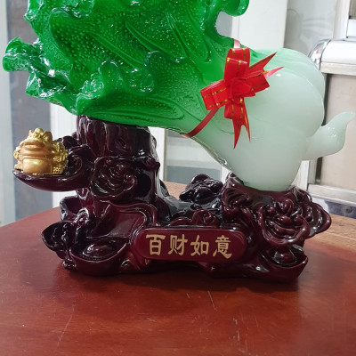 Tượng Bắp Cải Cóc Vàng Phong Thuỷ Tài Lộc đế gỗ thỏi vàng Size trung Ngang 25cm x Cao 21cm x Sâu 11cm Công dụng trưng bắp cải tượng trưng cho của cải cóc giữ ngậm tiền trưng bàn làm việc, nhà, công ty, quà biếu tặng ý nghĩa ạ