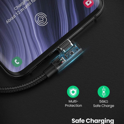 Ugreen UG20856US176TK 1M 2 đầu bẻ góc 90 độ cáp usb type C ra A mạ Nickel đầu bọc nhôm chống nhiễu - HÀNG CHÍNH HÃNG