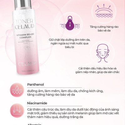 Nước Hoa Hồng Làm Dịu Da Và Cân Bằng Độ pH Toner Celaud 100ml