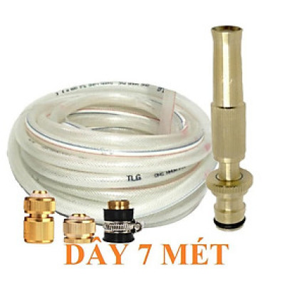 TLG- Bộ dây vòi xịt nước rửa xe, tưới cây , tăng áp 3 lần, loại 7m, 10m 206587 đầu đồng,cút đồng+ mở chai