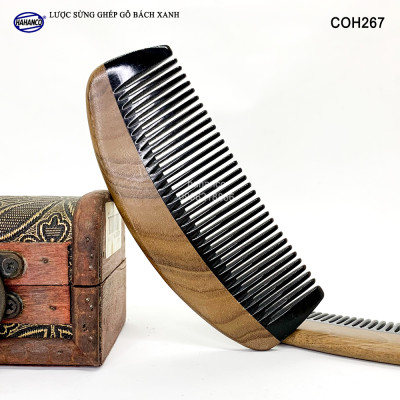 Lược sừng trâu ghép gỗ bách xanh thơm hình múi bưới (Size: S-12cm) COH267 - Có thể bỏ túi mang theo người - Chống tích điện - Ghép Răng Tăng Độ Bền Khi Chải Tóc - Chải tóc làm dịu tâm trí, đỡ căng thẳng - Giúp Tóc Suôn & Mềm Không Làm Rụng