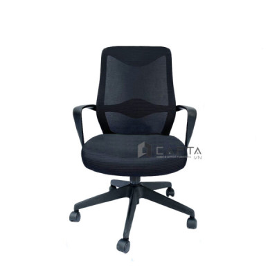 Ghế nhân viên màu đen CE4288-M Nội thất Capta Ghế xoay lưng lưới nệm vải chân nhựa xoay nâng hạ hcm