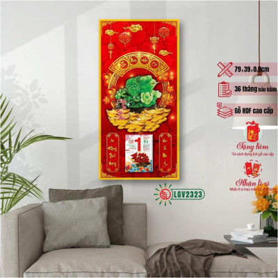 Lịch gỗ treo tường Thiềm Thừ Chiêu Tài Tiến Bảo IMWI LGV2323