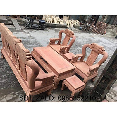 Bộ bàn ghế gỗ phòng khách minh quốc voi gỗ hương đá