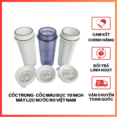 Cốc Lọc Nước Thô Trong - Màu 10inch, Máy RO, Co Nối Nhanh - Hàng chính hãng