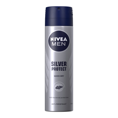 Xịt Ngăn Mùi NIVEA MEN Silver Protect Phân Tử Bạc Giảm 99.9% Vi Khuẩn Gây Mùi (150ml) - 82959