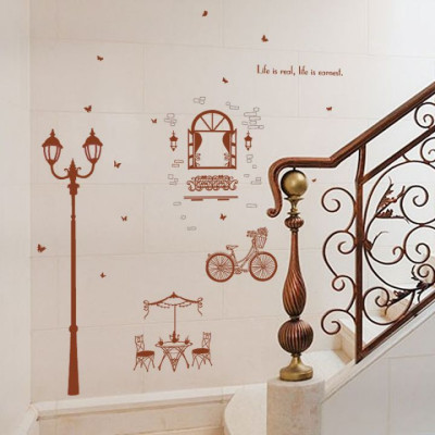 Decal dán tường Cột đèn nâu AmyShop DKN059