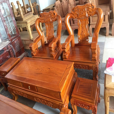 Bộ Bàn Ghế Minh Quốc Voi Gỗ Gõ Đỏ