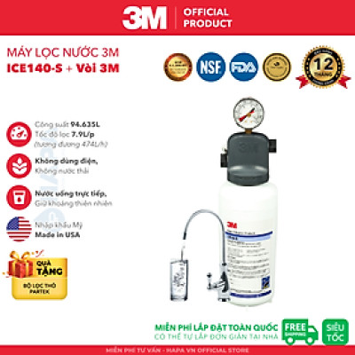 [SIÊU TỐC] Máy Lọc Nước 3M ICE140-S cho Gia Đình, Văn Phòng, Nhà Hàng, Quán Cà phê - Hàng Chính Hãng 3M, Nhập Khẩu Mỹ