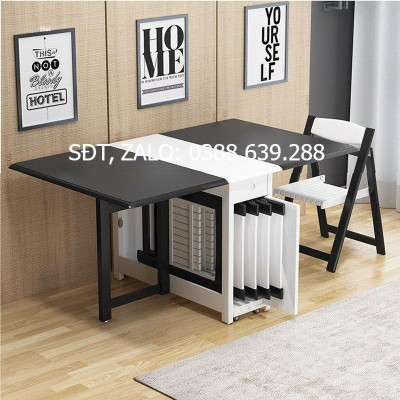 Bộ Bàn Ăn Mầu Đen Trắng Mặt Bàn Dày 2,5CM CAO CẤP