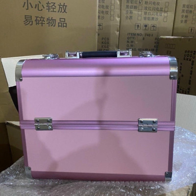 Cốp Nhôm 3 Tầng Đựng Đồ Nail 37x28x22cm, Thiết Kế Bậc Thang, Tầng Nhựa Bên Trong, Bền Bỉ, Đựng Được Máy Hơ T8 Tiện Lợi