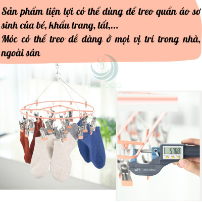 Móc phơi quần áo inox 360 độ Giàn phơi đồ đa năng inox cao cấp Móc treo đồ nhỏ có kẹp inox tiện lợi Giá treo phơi tất, đồ lót, khăn tay bằng inox Móc phơi 20-28 kẹp inox xoay tròn/ chữ nhật Móc phơi inox tiết kiệm không gian