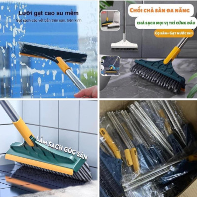 Bàn Chải Chà Sàn 2in1, Chổi Quét Nước Kiêm Cây Lau Kính Tiện Lợi