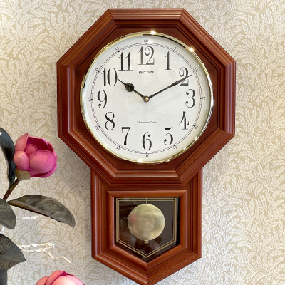 Đồng hồ treo tường Nhật Bản Rhythm CMJ501FR06 Kt 31.6 x 50.2 x 11.1cm, 2.5kg. Vỏ gỗ. Dùng Pin.