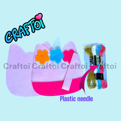 KIM NHỰA Bộ Thủ Công Trẻ Tự Làm Thú Bông 5+ UNICORN BAG Craftoi Felt Sewing toy prepunched holes plastic needle