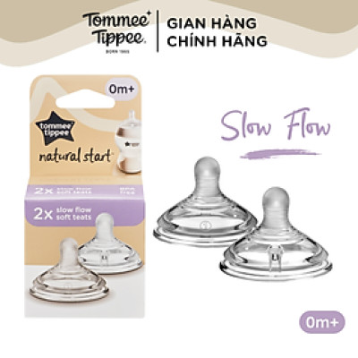 Núm Ty Silicon Siêu Mềm Tự Nhiên Cho Bé Tommee Tippee Natural Start Slow Flow 0-3 Tháng (Vỉ đôi)