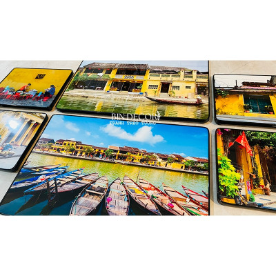 (ẢNH THẬT) Tranh treo tường hội an 1 trang trí decor quán có khung kèm đinh treo