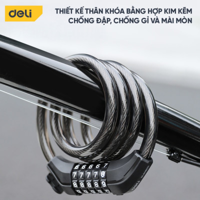 Khóa xe đạp xe máy Deli Cao Cấp - Khóa mật mã dạng 4-5 chữ số siêu an toàn chống trộm