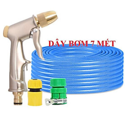 ️ Bộ dây vòi xịt nước rửa xe, tưới cây , tăng áp 3 lần, loại 7m, 10m 206701-1 đầu đồng, cút, + mở chai